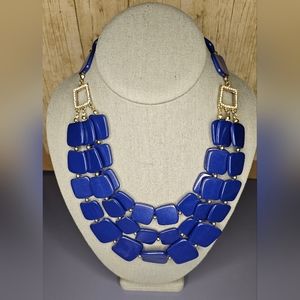 《Chunky Bib》Blue Acrylic Bead Necklace & Earrings Set ☆☆Multi Layered ○■ Go…